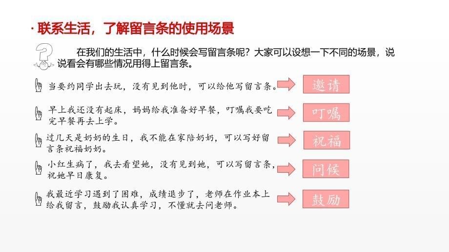 语文园地四 写话学写留言条 （课件）统编版语文二年级上册_第5页