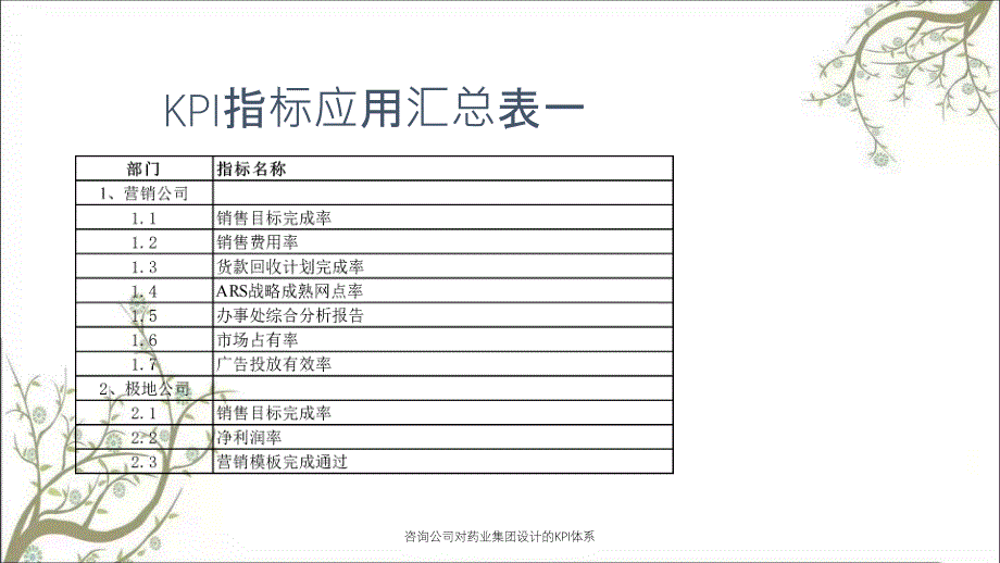 咨询公司对药业集团设计的KPI体系_第2页