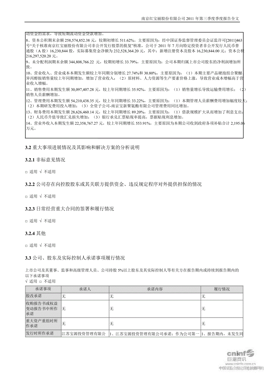 红 宝 丽：第三季度报告全文_第3页