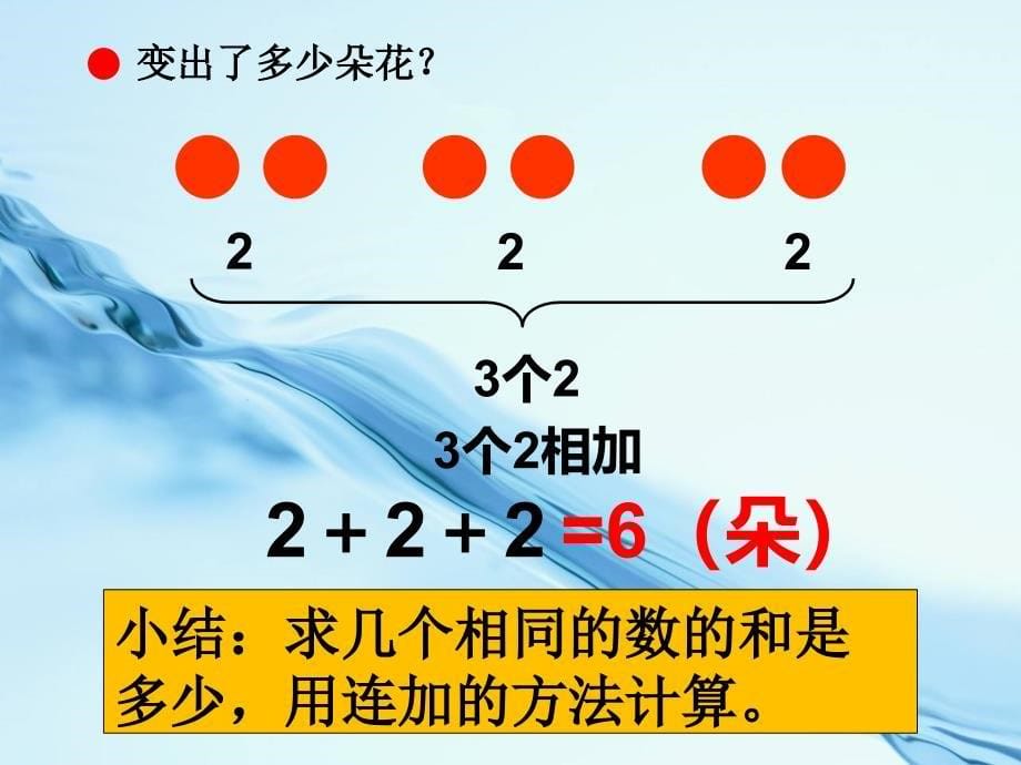 2020【青岛版】数学二年级上册：第1单元求相同加数的和教学课件_第5页