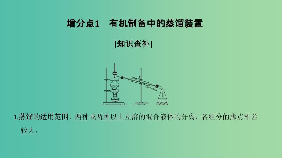 高考化学总复习第9章有机化合物增分补课11有机制备中的蒸馏与冷凝装置的变迁配套课件新人教版.ppt_第2页