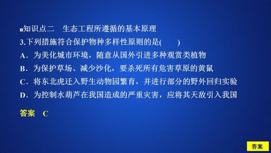 2020生物同步导学人教选修三课件：专题5　生态工程 5.1 课时精练_第5页