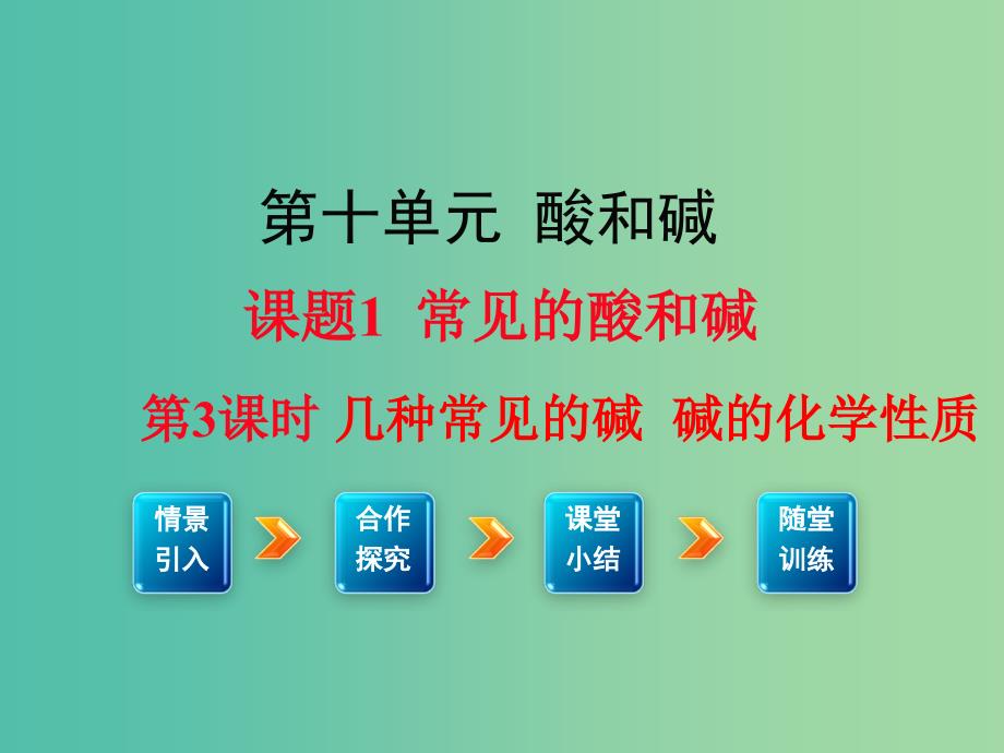 九年级化学下册 第10单元 酸和碱 课题1 第3课时 几种常见的碱 碱的化学性质教学课件 （新版）新人教版.ppt_第1页