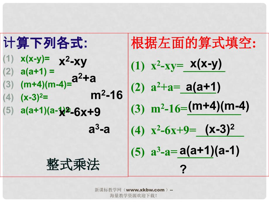 山东省聊城经济开发区广平中学九年级数学《23因式分解》课件_第2页