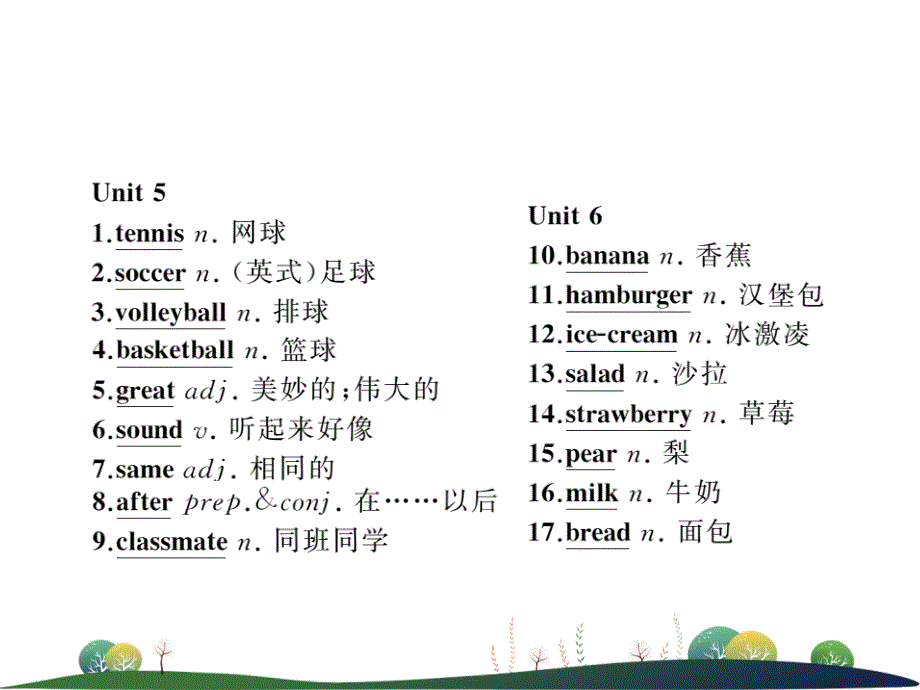 2019年中考英语复习 第2讲 七上 Units 5-9（讲本）课件_第3页