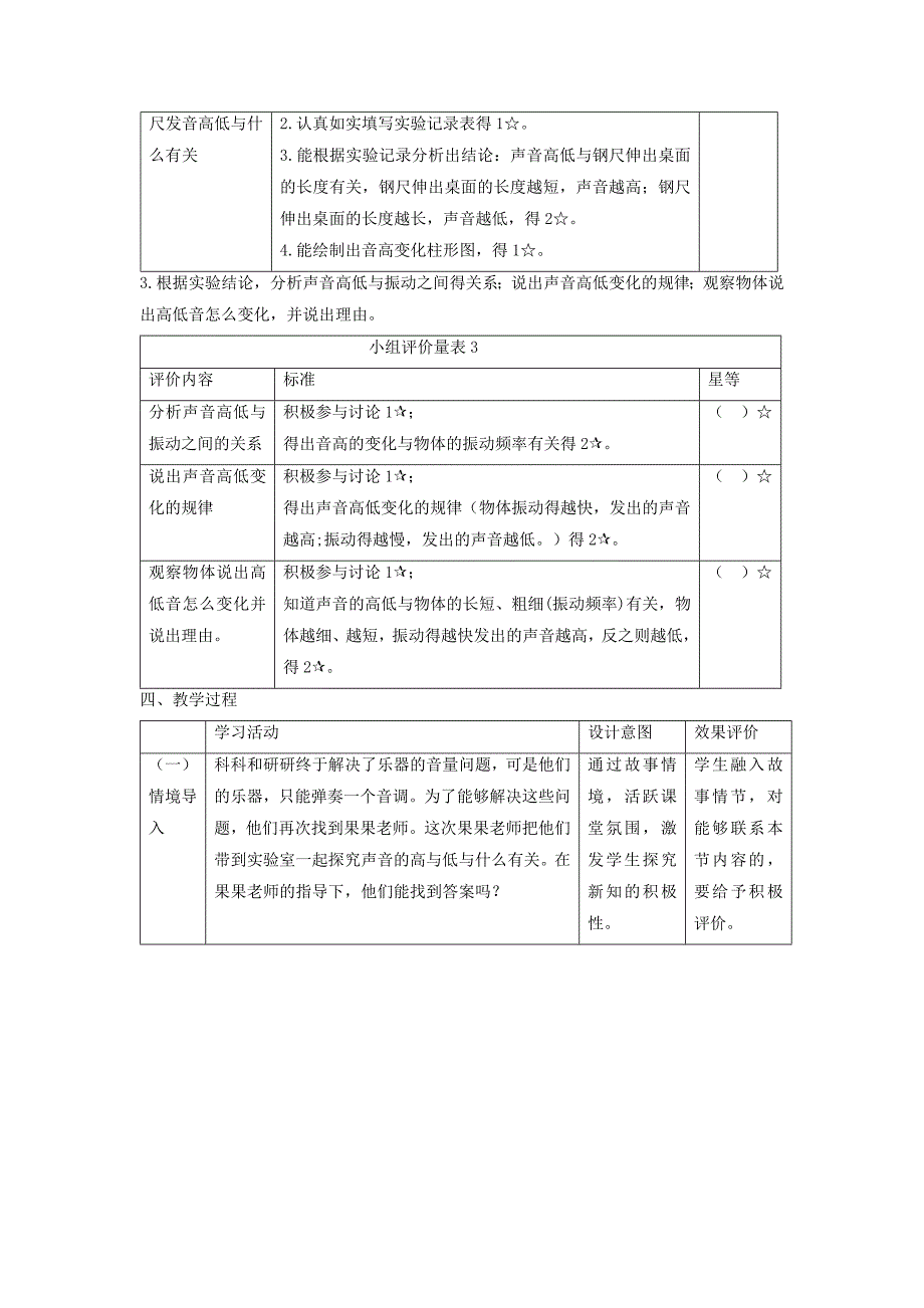 【大单元整体教学】教科版科学四上第一单元《声音》第6课 声音的高与低 课时教案_第2页