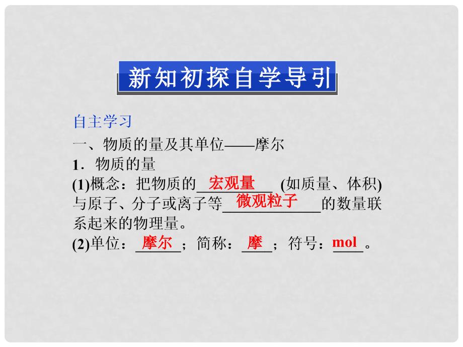 高中化学 第一章 第三节第1课时物质的量及其单位摩尔 摩尔质量 鲁科版必修1_第4页