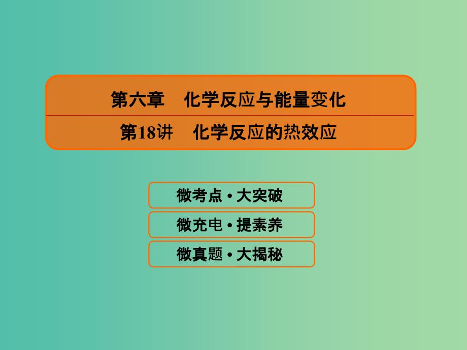 2019届高考化学一轮复习 6.18 化学反应的热效应课件.ppt_第1页