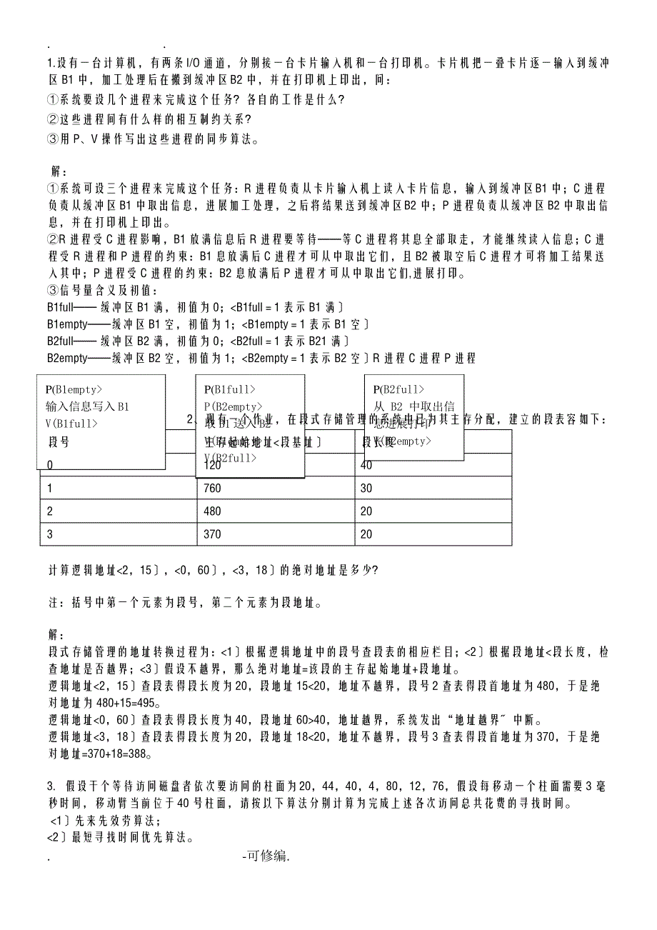 操作系统设计应用题解答_第1页