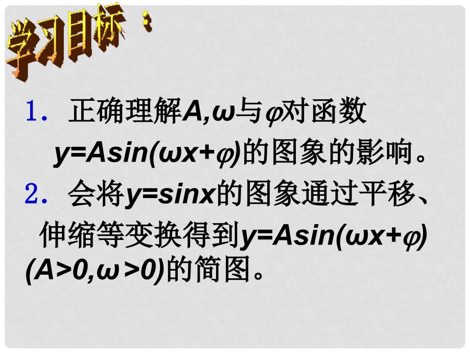 浙江省桐庐分水高级中学高三数学 函数y=Asin(wx+φ)的图象复习课件_第2页