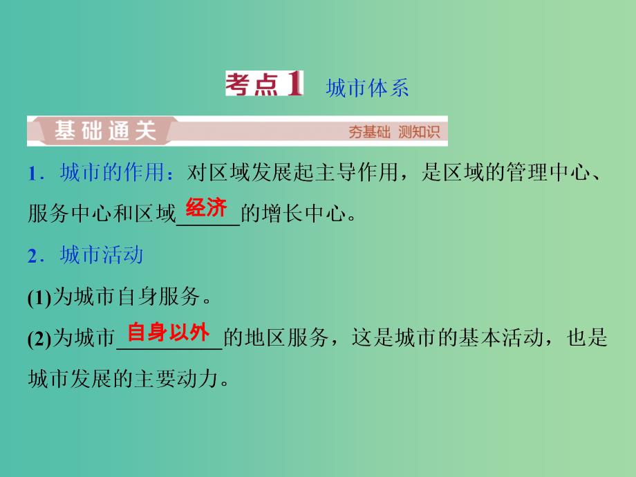 2019版高考地理一轮复习 第6章 城市与地理环境 第21讲 城市体系与城市空间结构课件 鲁教版.ppt_第3页