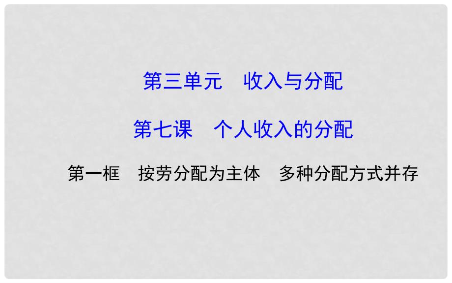 高中政治 3.7.1 按劳分配为主体 多种分配方式并存课件 新人教版必修1_第1页