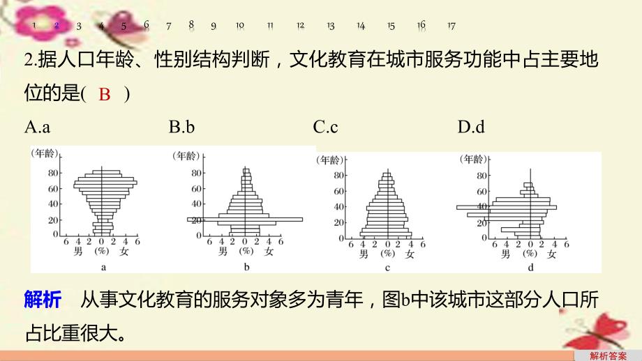 高考地理大一轮复习 第2章 城市与环境 专项突破练8 人口与城市课件 湘教版必修_第4页