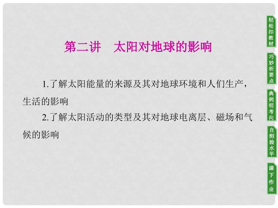 高中地理 1.2 太阳对地球的影响课件19 湘教版必修1_第1页