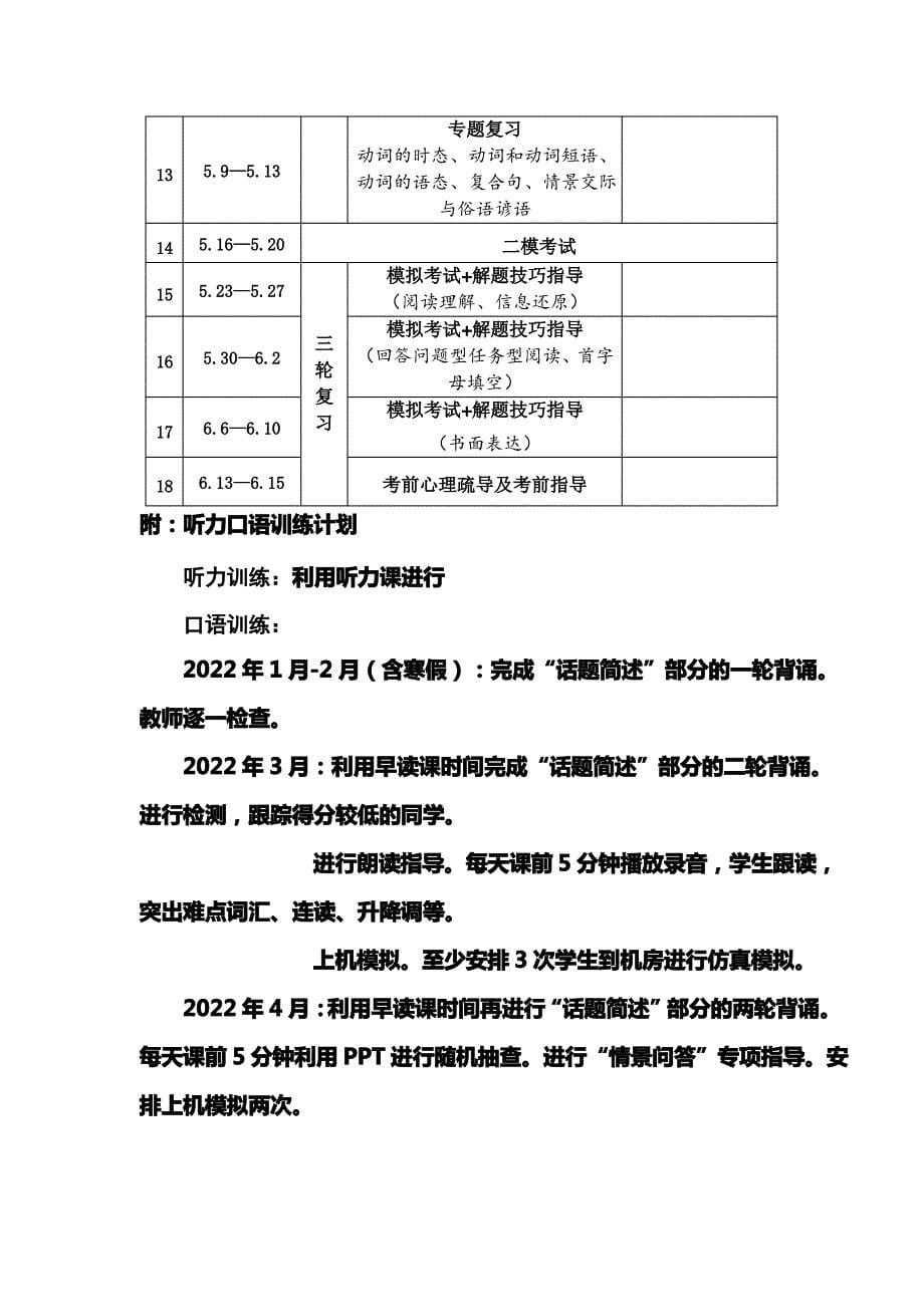 2022九年级英语教学计划(新)_第5页