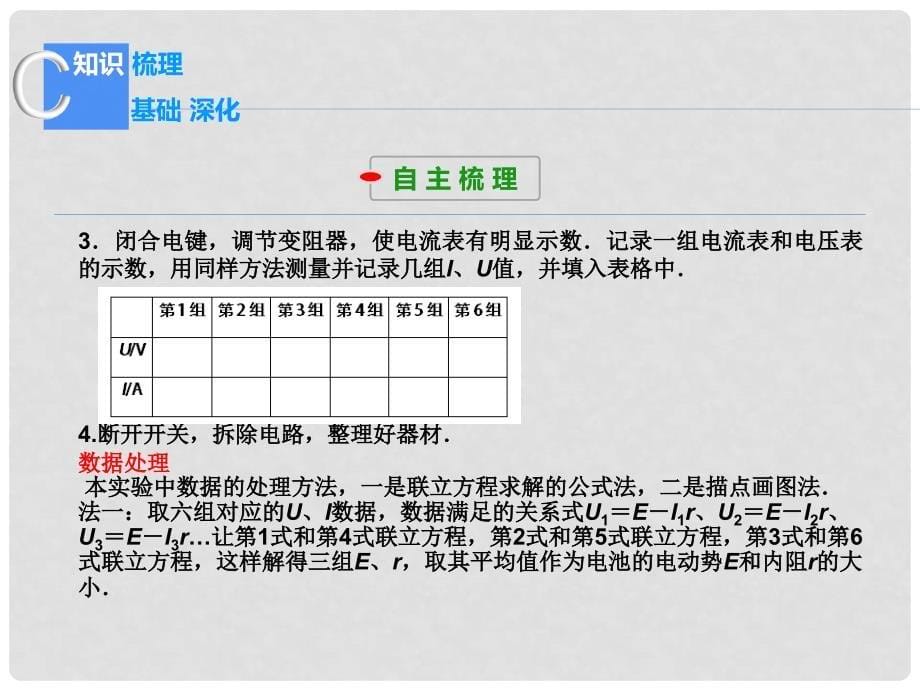 高考物理新一轮总复习（基础深化+典例透析+高分在握）实验九 测定电源的电动势和内阻课件_第5页