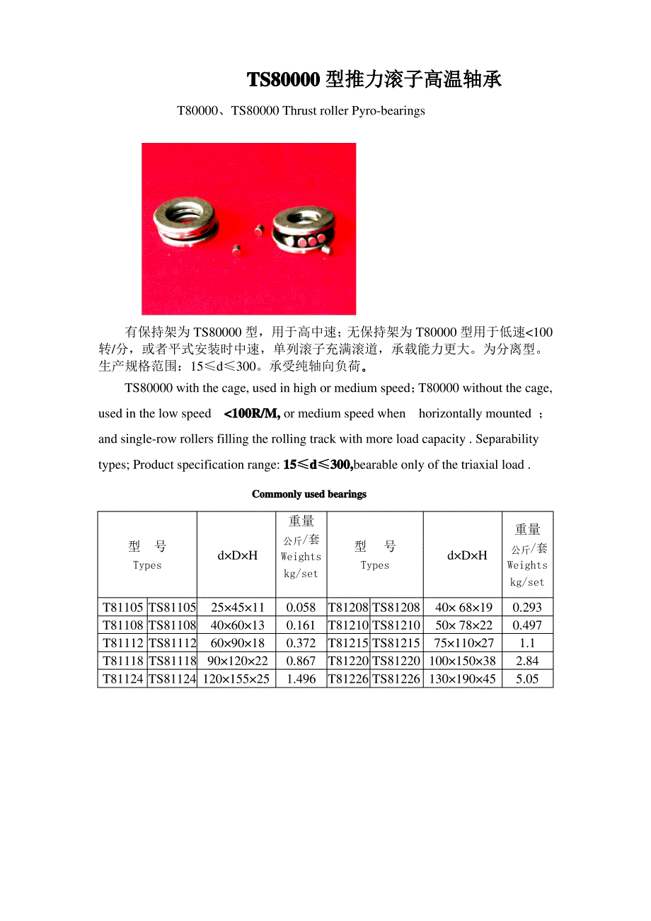 TS80000型推力滚子高温轴承_第1页