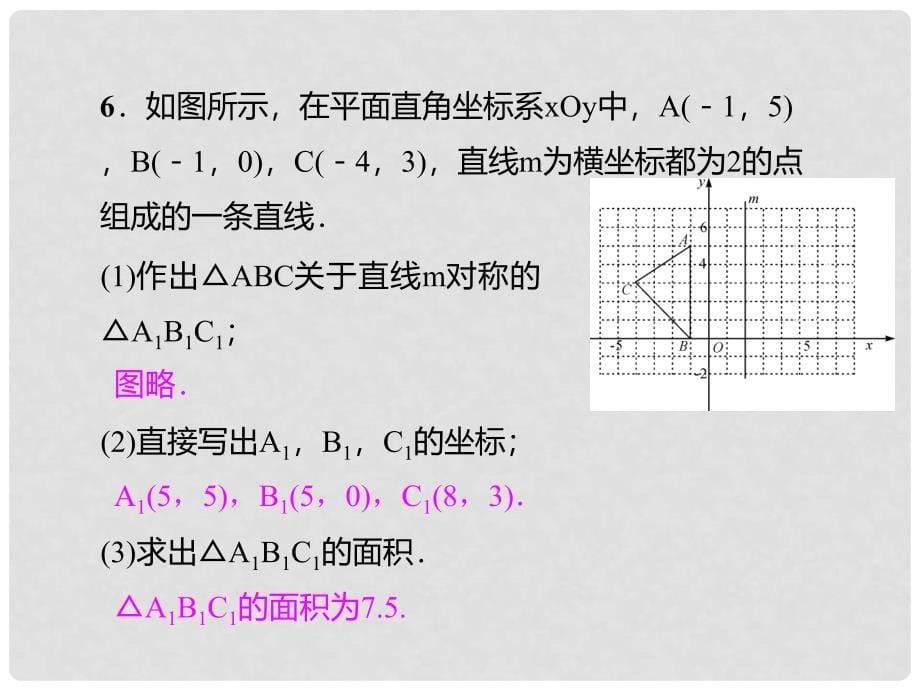 八年级数学上册 小专题六 坐标系中的轴对称变换课件 （新版）新人教版_第5页