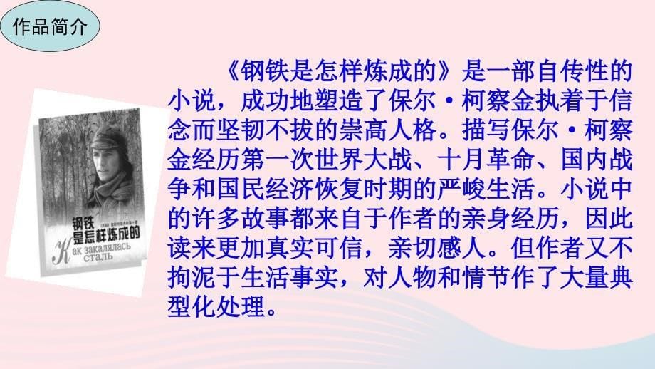 最新八年级语文下册第六单元名著导读钢铁是怎样炼成的摘抄和做笔记教学课件新人教版新人教版初中八年级下册语文课件_第5页