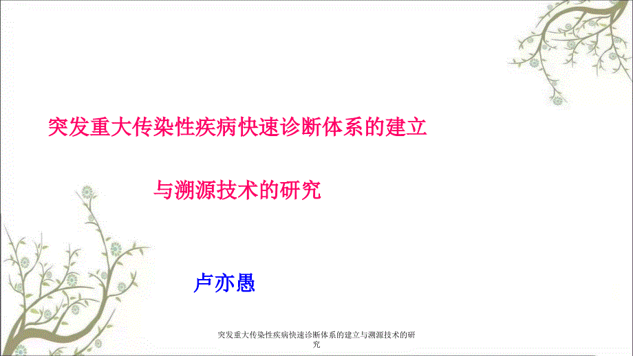 突发重大传染性疾病快速诊断体系的建立与溯源技术的研究_第2页