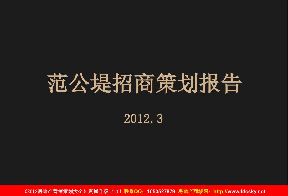 3月南通范公堤招商策划报告_第1页