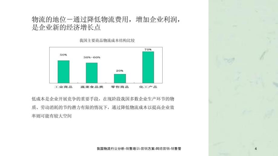 我国物流行业分析销售培训营销方案网络营销销售管课件_第4页