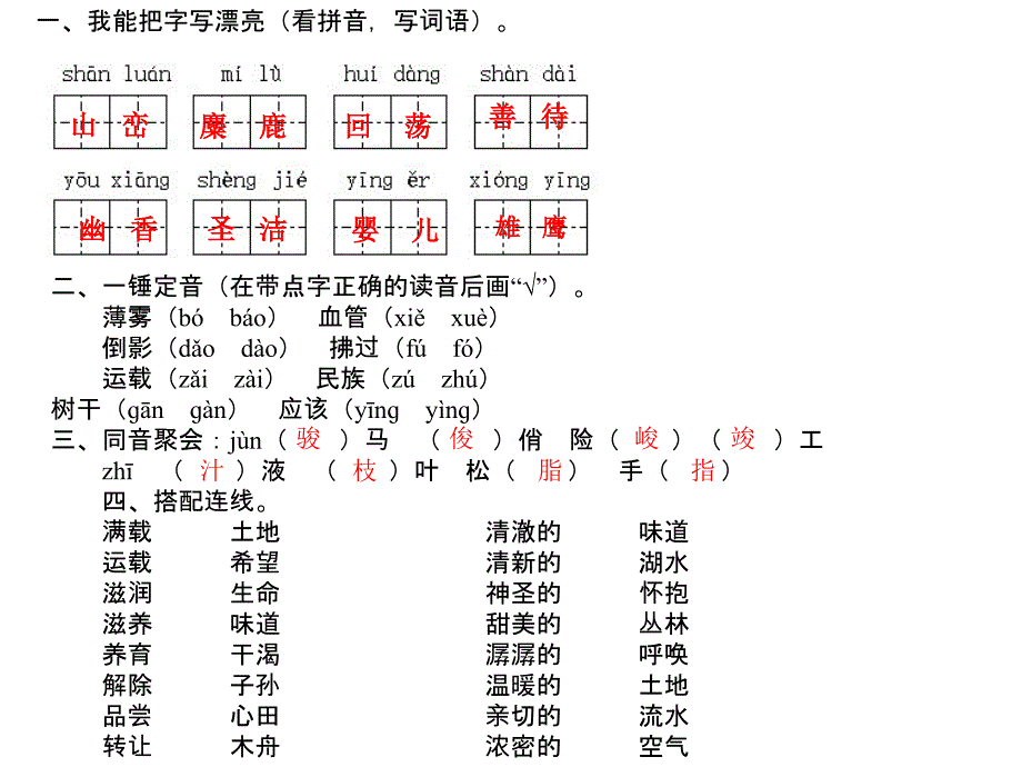 人教版六年级语文《这片土地是神圣的》15课练习.ppt_第1页