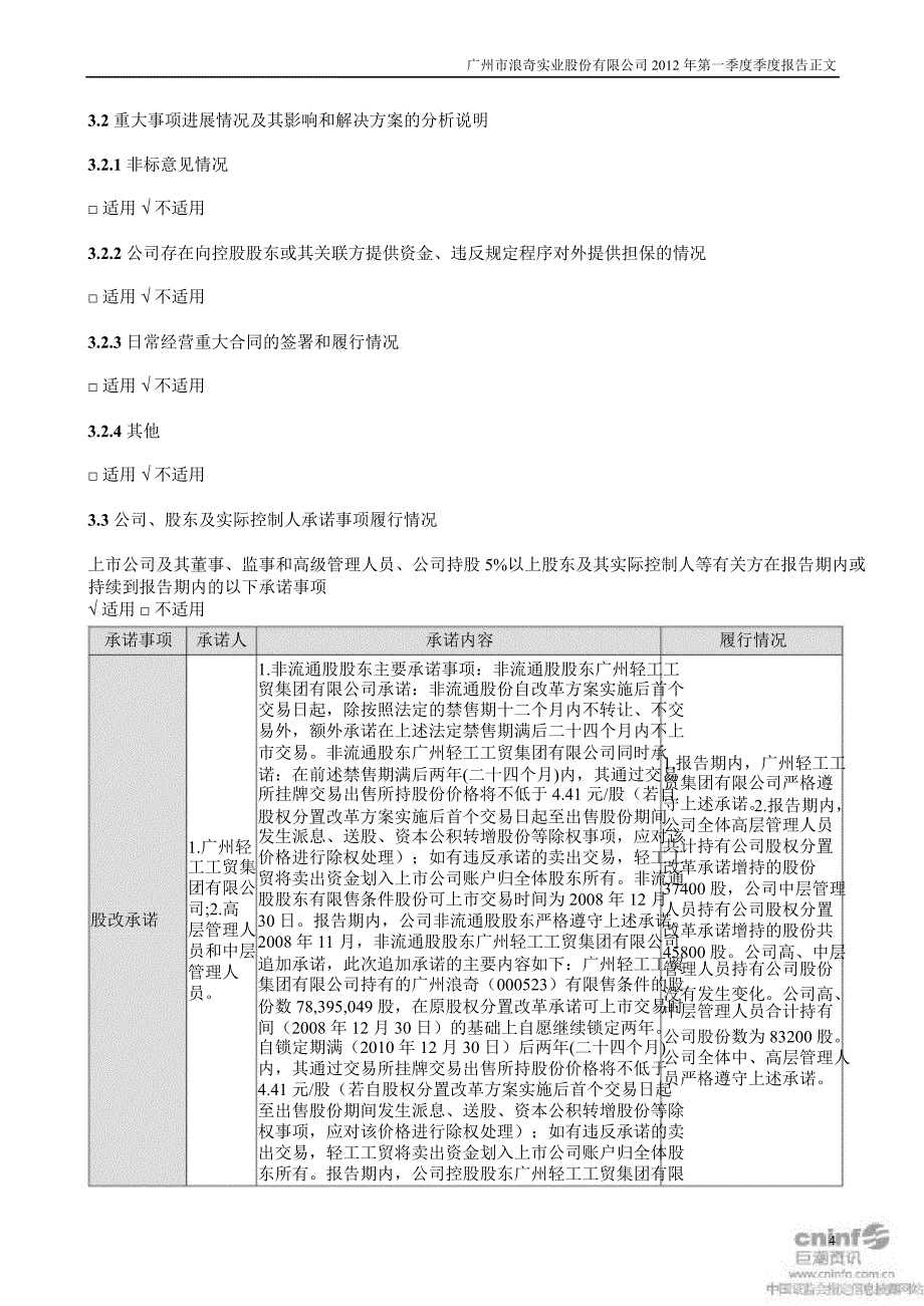 广州浪奇：第一季度报告正文_第4页