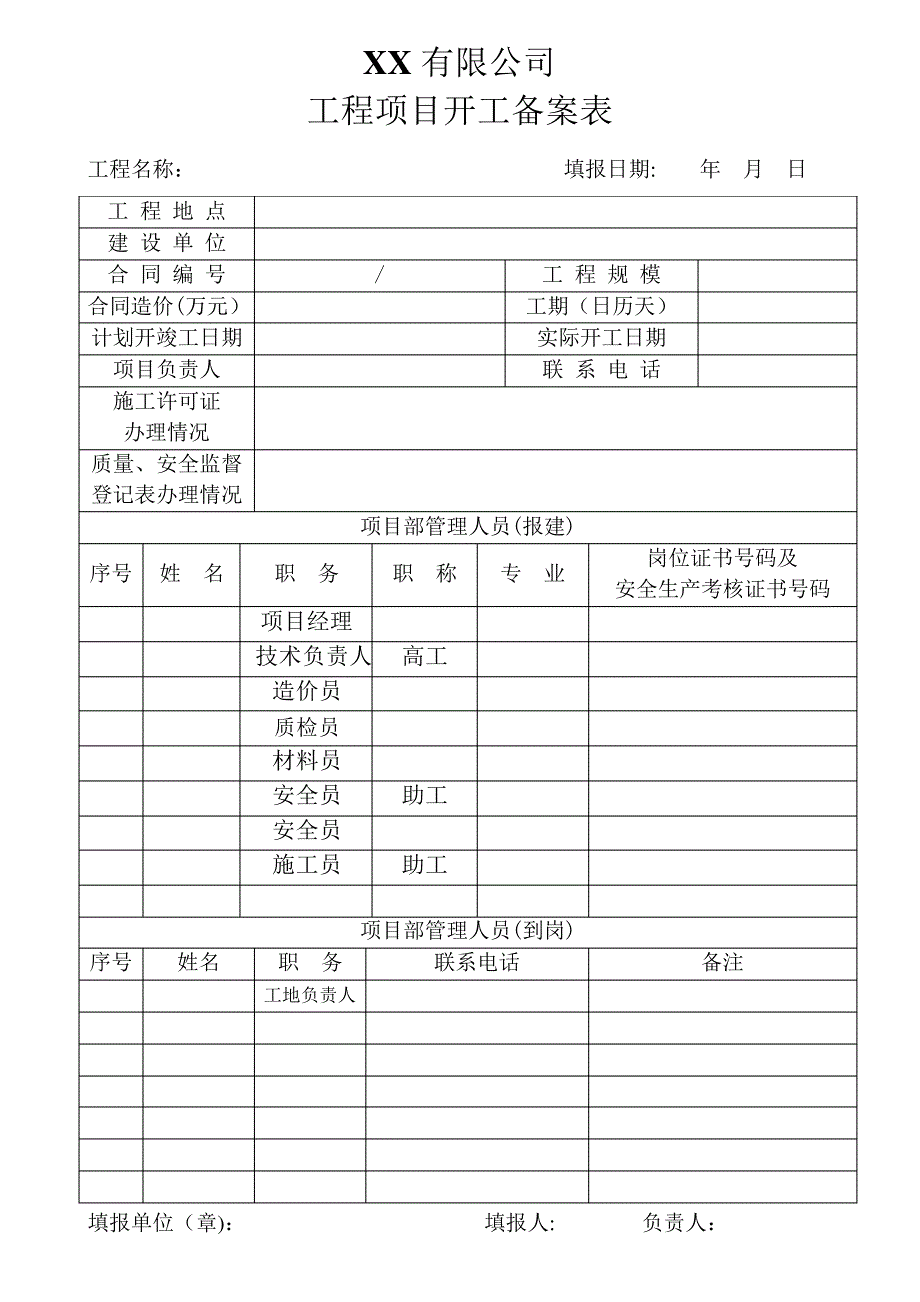 工程项目开工备案表_第1页