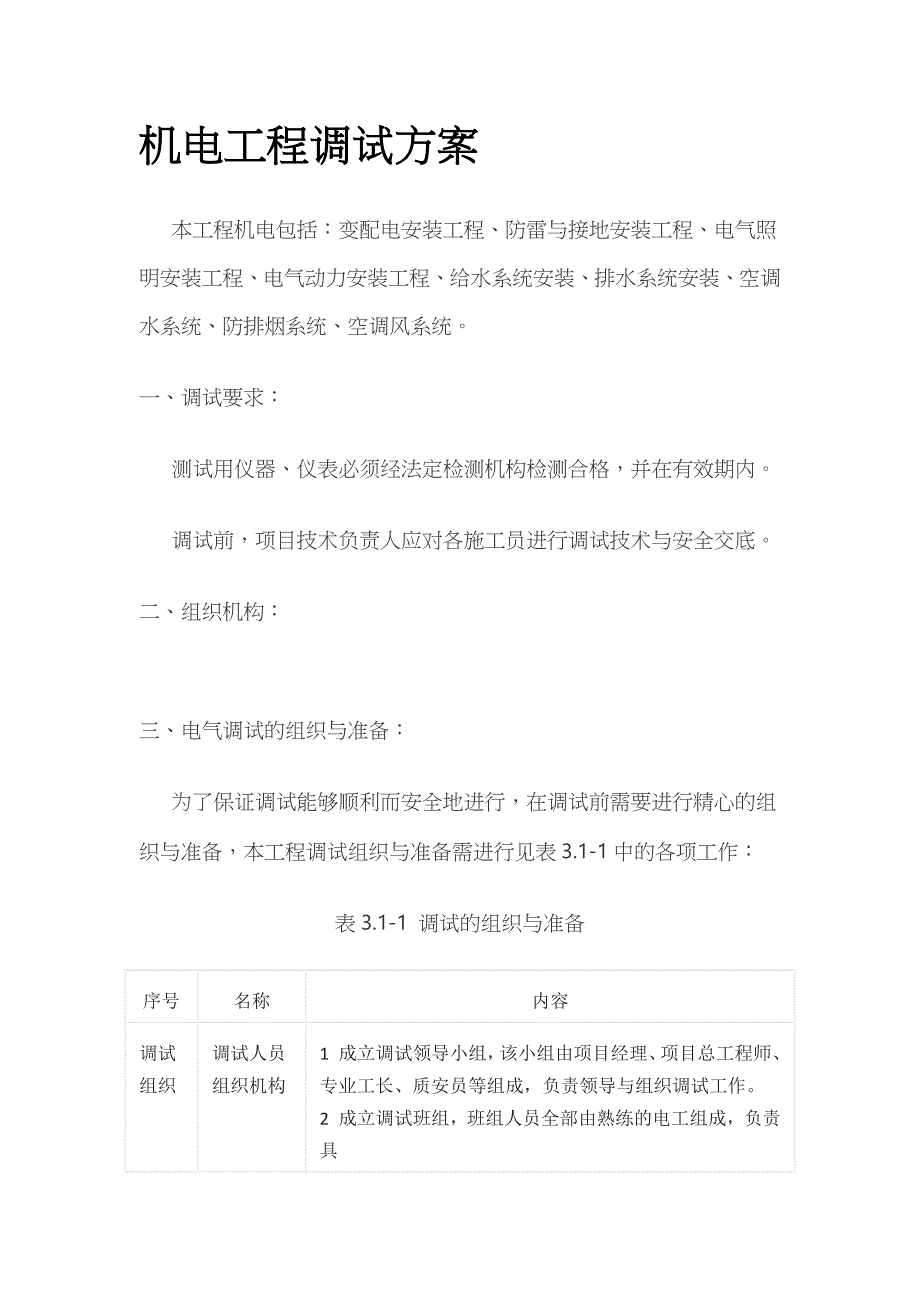 机电工程调试完整方案_第1页