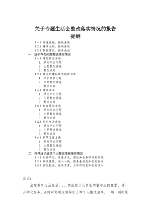 关于专题生活会整改落实情况的报告