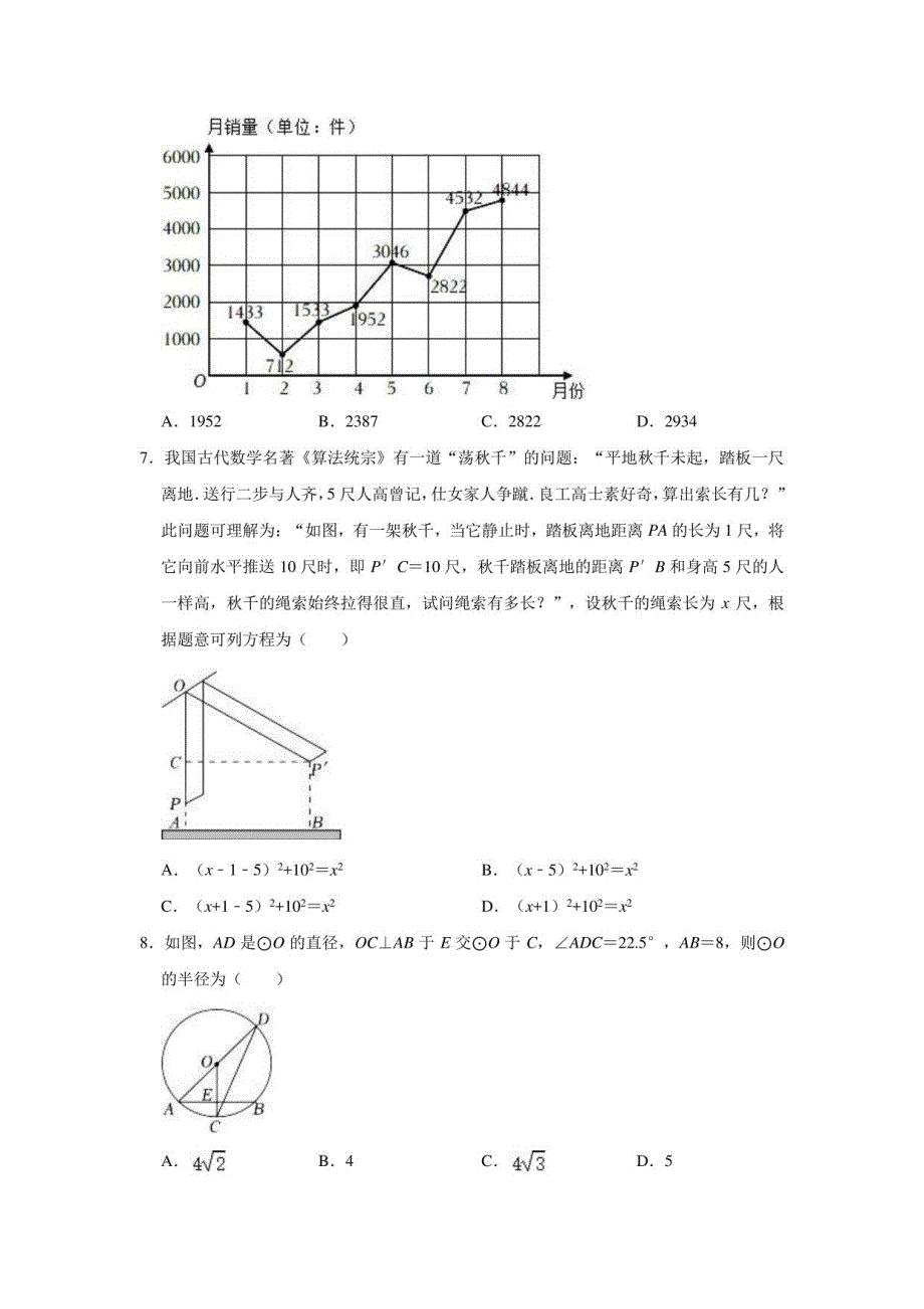 2022年湖南省永州市零陵区中考数学二模试卷（解析版）_第2页