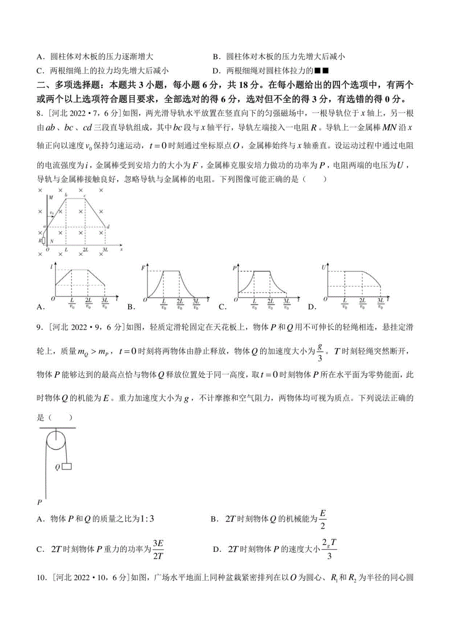 2022年新高考河北物理高考真题（无答案）(一)_第2页