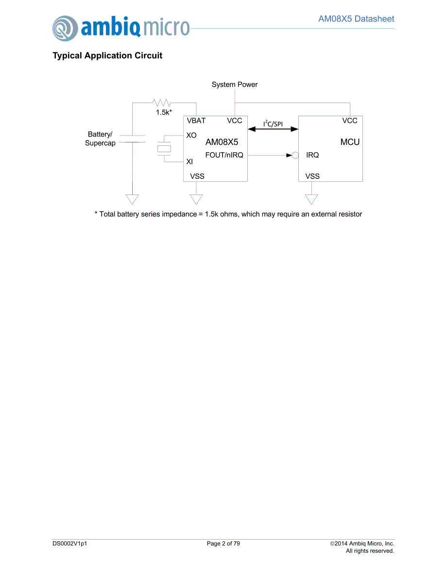 Ambiq Micro低功耗实时时钟芯片AM08X5规格书_第2页