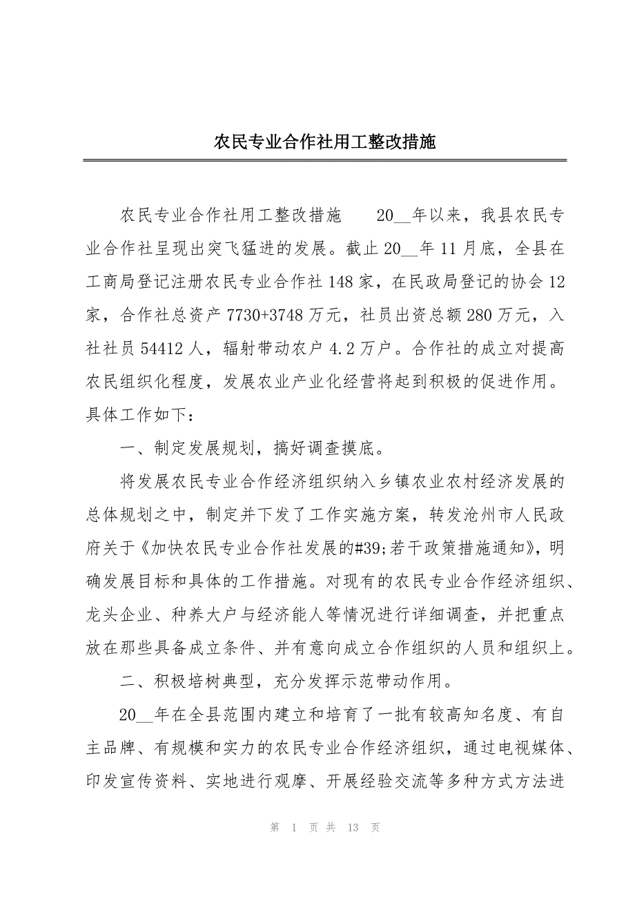 农民专业合作社用工整改措施_第1页