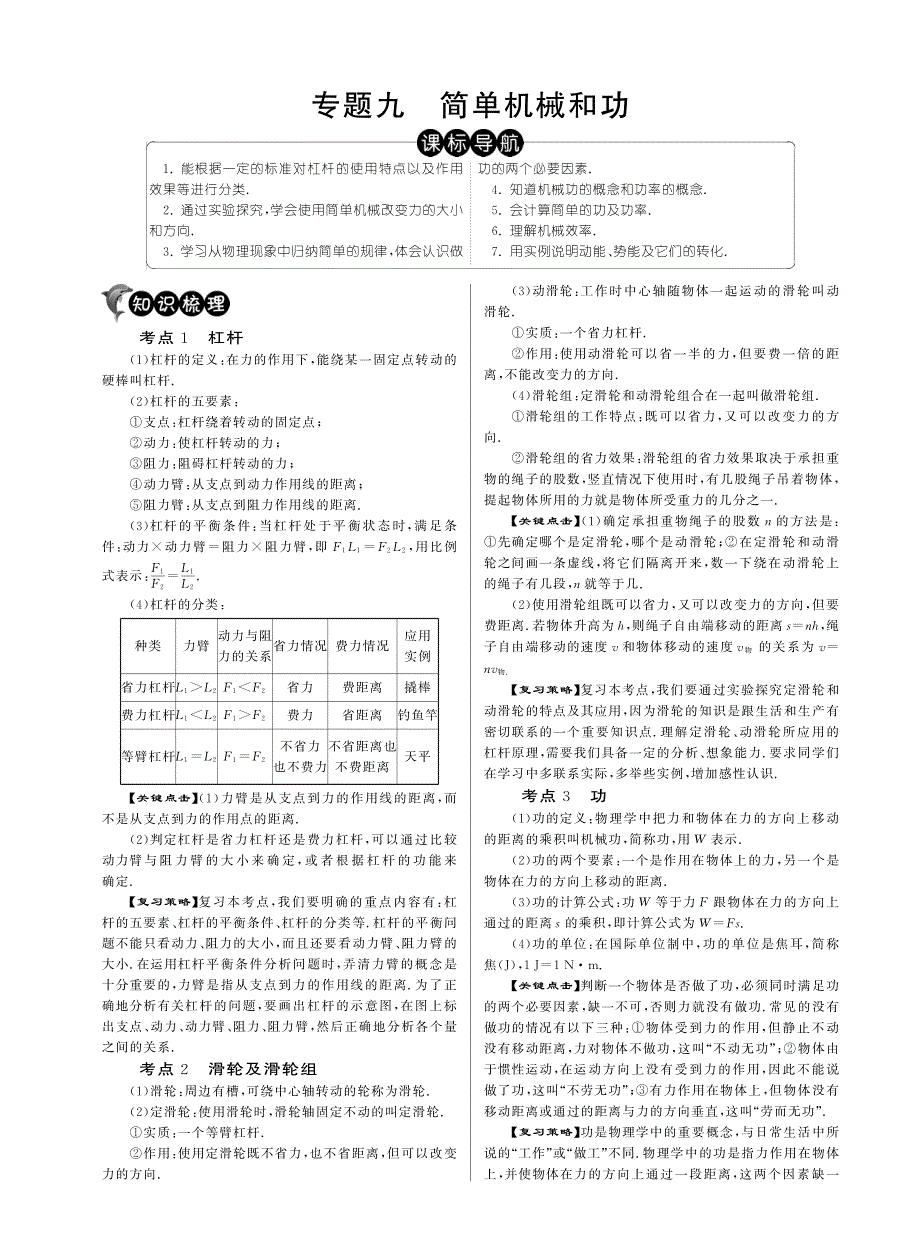 专题九简单机械和功分类精讲.pdf_第1页