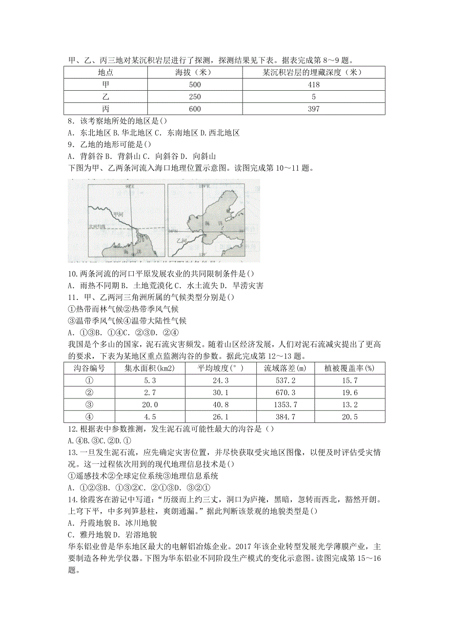 2018下半年天津教师资格考试高中地理学科知识与教学能力真题及答案_第2页