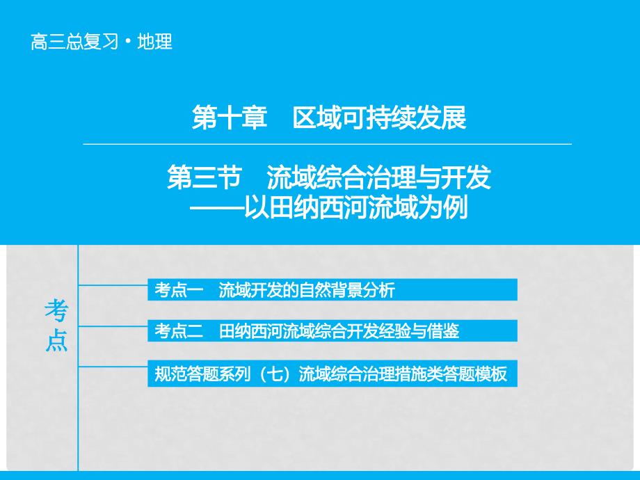 高考地理大一轮复习 专题10.3 流域综合治理与开发以田纳西河流域为例课件_第1页