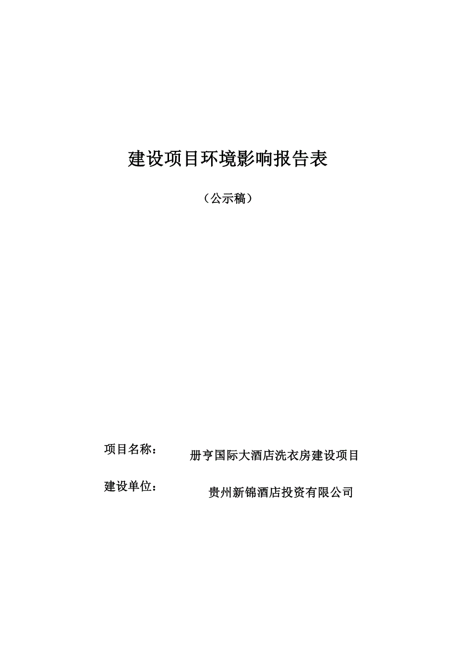 册亨国际大酒店洗衣房建设项目环境影响报告表_第1页