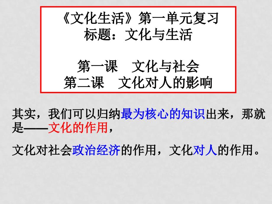 高中政治 文化生活二轮专题一课件 新人教版必修3_第1页