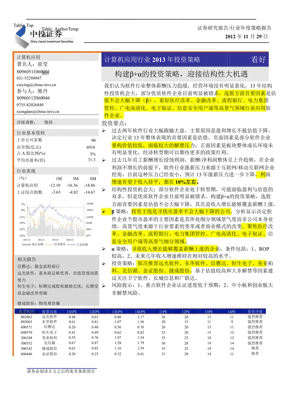 计算机应用行业投资策略：构建Β+Α的投资策略迎接结构性大机遇1130_第1页