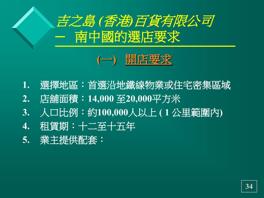 吉之島﹝香港﹞百貨有限公司南中國的選店要求_第2页