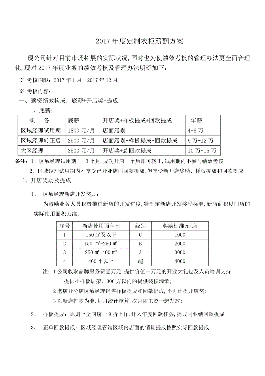 定制衣柜薪酬方案_第1页