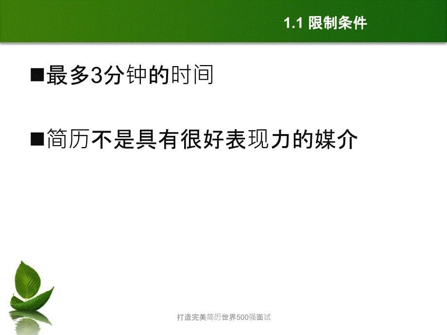 打造完美简历世界500强面试课件_第5页