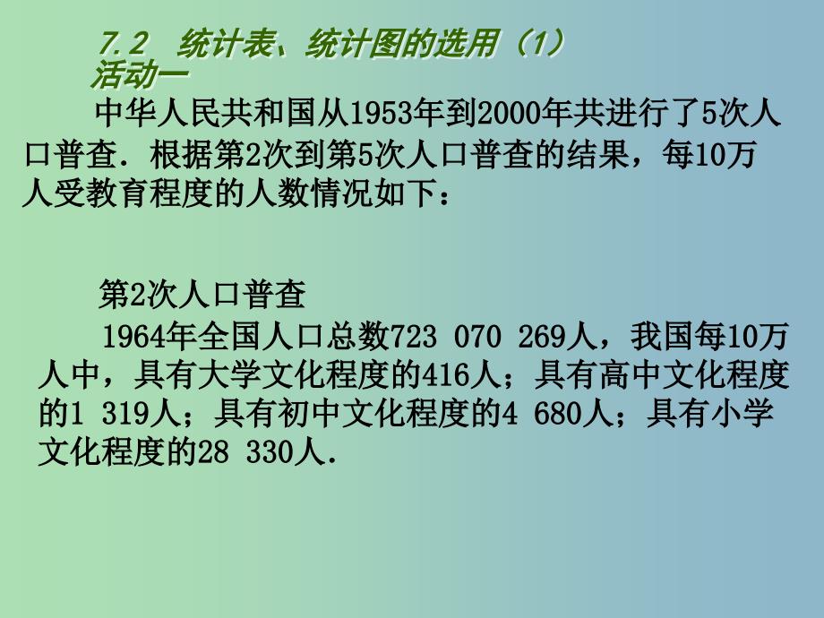 八年级数学下册 7.2 统计表、统计图的选用课件1 （新版）苏科版.ppt_第2页