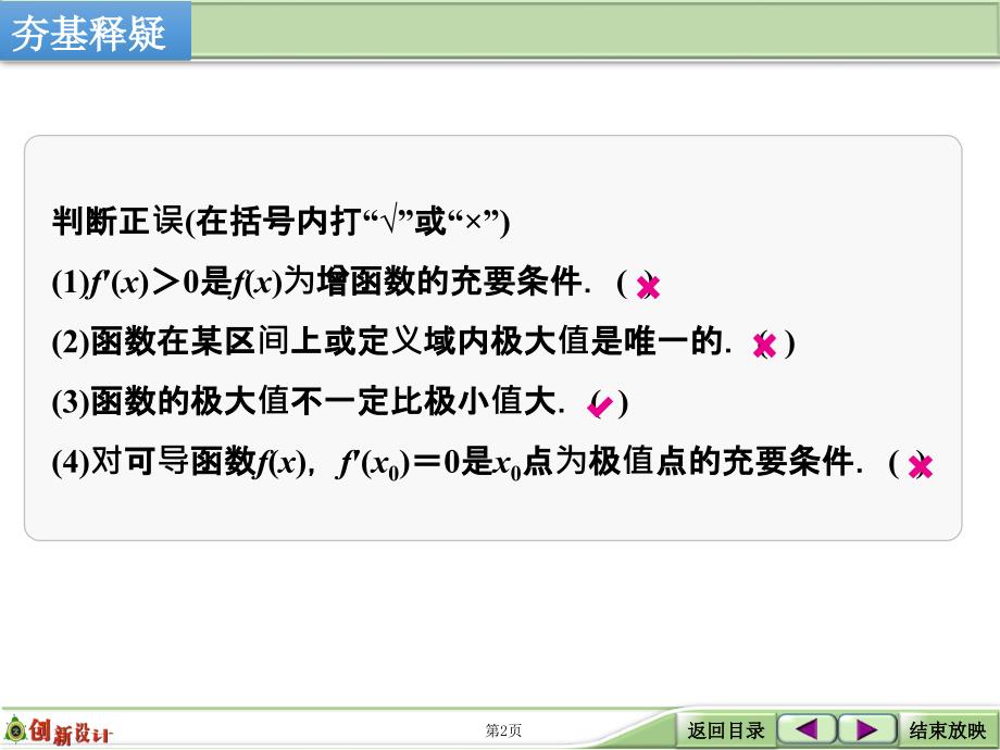 创新设计数学一轮文科人教B版配套精品课件第三章导数及其应用第2讲导数与函数的单调性极值最值_第2页