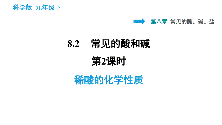 科学版九年级下册化学课件 第8章 8.2.2 稀酸的化学性质0_第1页