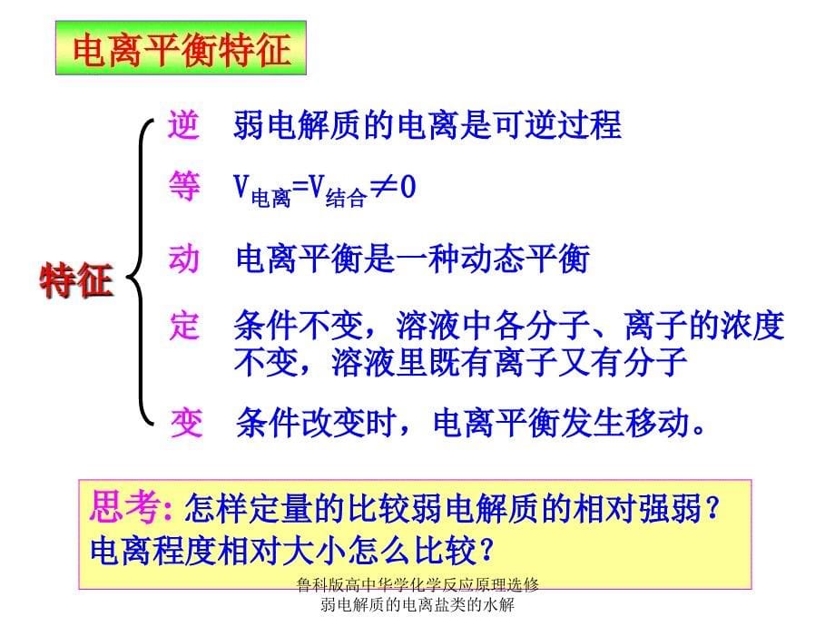 鲁科版高中华学化学反应原理选修弱电解质的电离盐类的水解课件_第5页