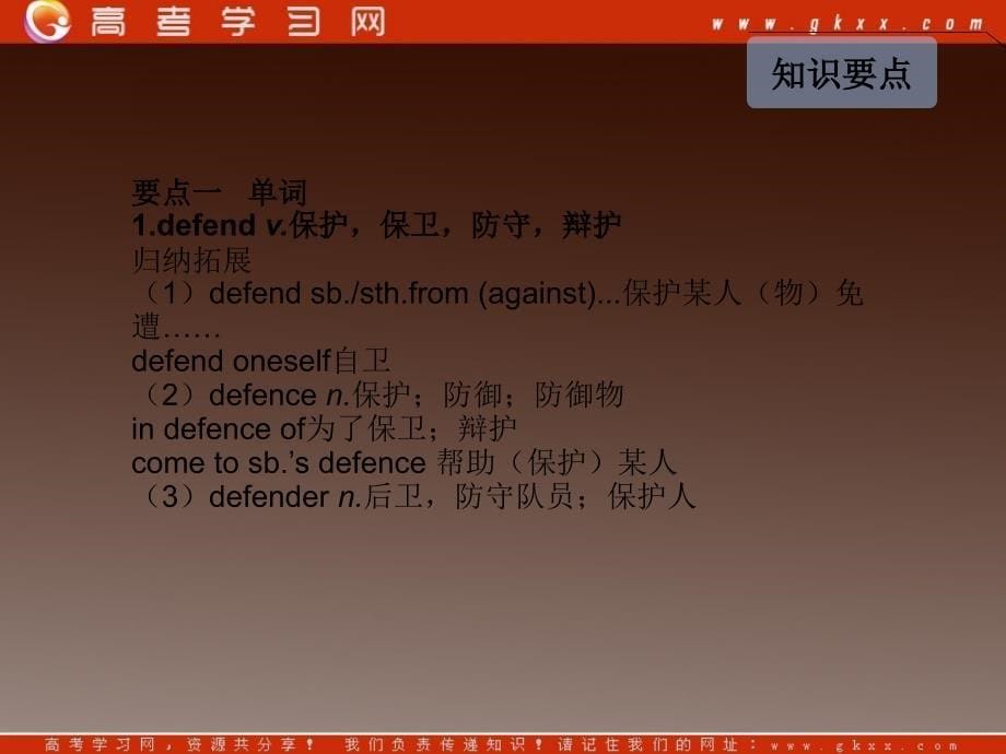 高考英语一轮复习精品课件《Module 1 Basketball》（外研版版选修7）_第5页