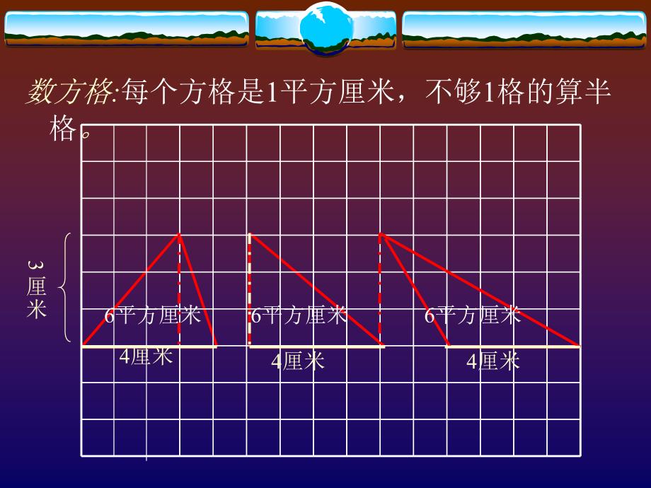 数方格每个方格是1平方厘米不够1格的算半格_第1页